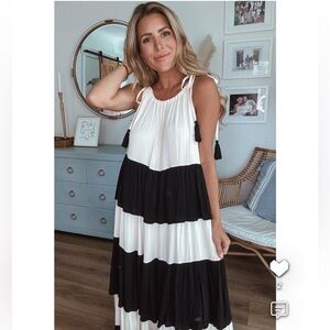 Black and White Tiered Maxi Dress
